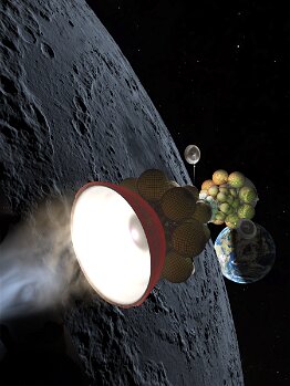 Sarship Departing from Lunar Orbit